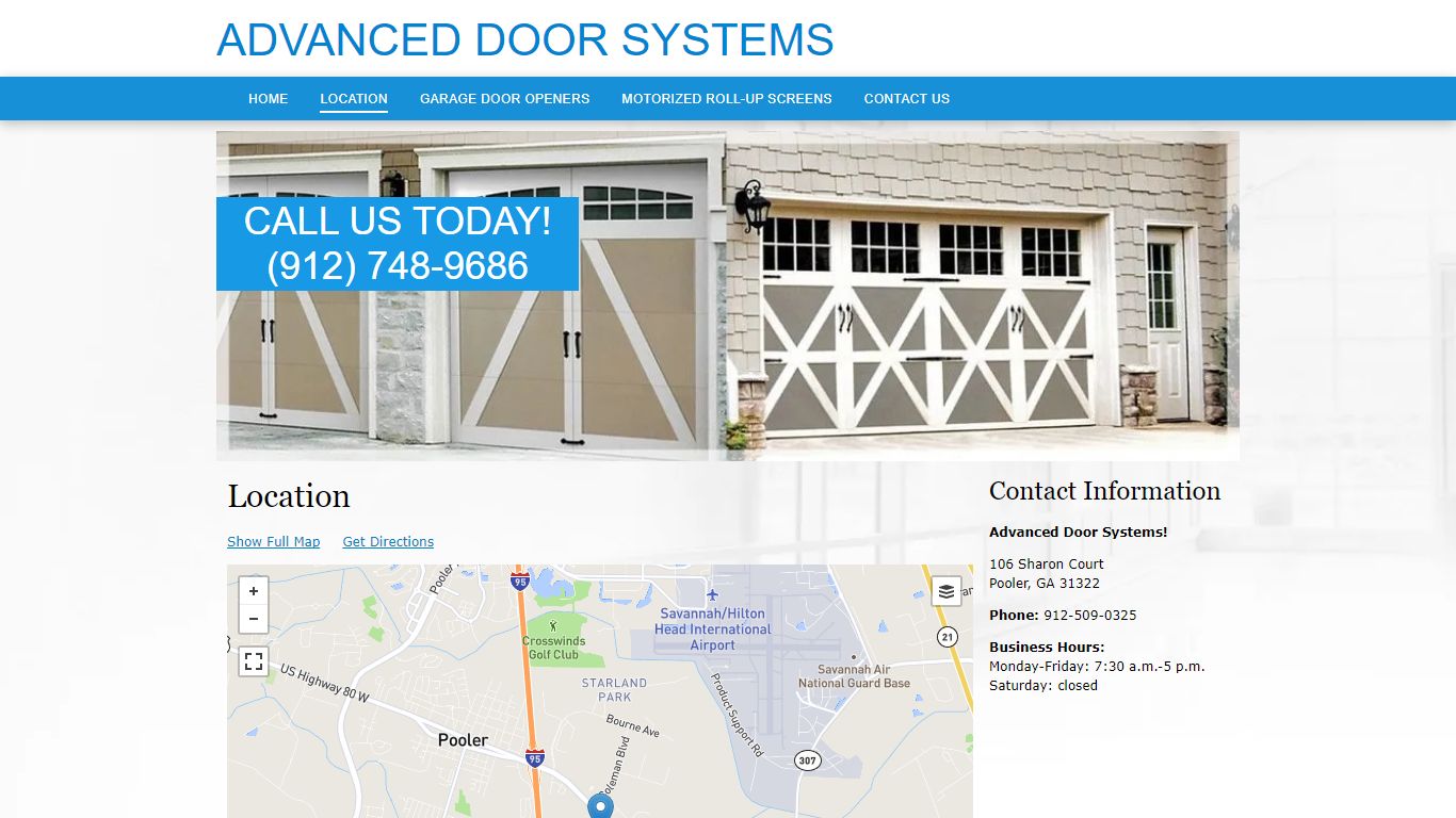 Our Location | Map Directions | Pooler, Ga. | Advanced Door Systems